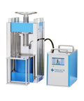 Heavy Duty Laboratory Electric Hydraulic Press Machine Boasting Rock Solid Build Quality And Tight Plexiglass Shielding Along With Flexible Twenty To One Hundred Twenty Millimeter Molds For Slick Tablet Compaction, showing compact design and control unit.
