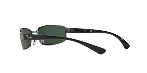 Metal Rectangular Sunglasses With Polarized Green Lenses In Gunmetal Frame 62 mm Durable Vintage Style Eyewear Unisex Side View