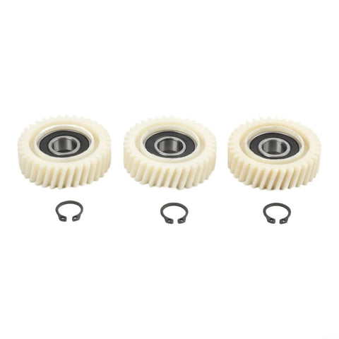 Beefed Up 35T Planetary Gear Kit For E Bike Motors Left Skew Nylon Gears With 12mm ID Circlips, three gears and circlips visible