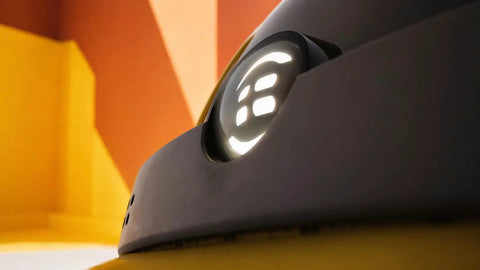 Close-up view of the light on a Premium Two Seater Electric Golf Cart Boasting A Killer 112 Mile Lithium Range Lightning Fast Four Hour Charging.