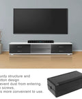 Sturdy Black Abs Plastic Junction Boxes For Electrical Components featuring Dust Proof Button Design With No Screws on a table near a TV.