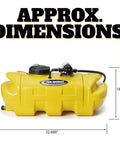 15 Gallon Gold Spot Sprayer With Prime Pump For Ag And Weed Control, yellow poly tank dimensions 32.688x18.125 inches.
