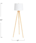 Dope Mid Century Modern Tripod Floor Lamp With Linen Shade In Natural And Cream Rubber Wood Base 63 Inch Tall 7 Foot Cord Rotary Switch