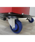 4 Inch Swivel Caster With Elastic Blue Rubber Wheel Built Tough Non Marking Quiet Wheels 265 Lb Load Capacity Per Caster Heavy Duty Top Plate 3 By 4 Inches For Carts And Furniture installed on a cart