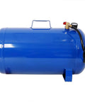 Aynuma 11 Gallon Portable Air Tank Heavy Duty Metal Compressor in blue, showing safety valve and reinforced hose.