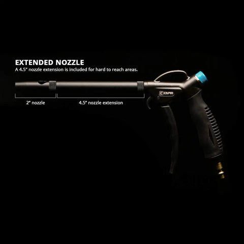 Windstorm EX High Performance Air Blow Gun With Adjustable Air Flow And Extended Nozzle shown with 4.5-inch extension