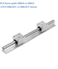 Linear Rail Kit SBR10 or SBR12 with SBR10UU or SBR12UU blocks showing components ready to mount for CNC and DIY 3D printer use.