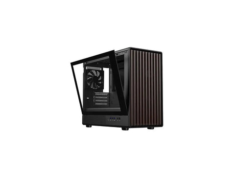 Dope Walnut Wood Front Panel Micro ATX ITX Gaming PC Case With Tempered Glass Side Panel And Front Walnut Finish USB 3 0 Type C Front IO Four PWM Fans Pre Installed Mid Tower Cooling Ready