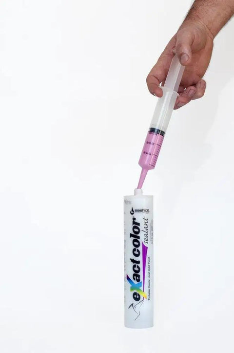 Hand mixing color in Exact Color Caulk Sealant In 9.5 Ounce Cartridges Six Pack Contractor Case Pro Grade Mixable Color Match.