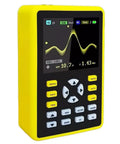 Yellow handheld oscilloscope displaying waveform, Pocket Sized Handheld Oscilloscope With 100MHz Bandwidth And 500MSaS Sampling For DIY Electronics Gearheads.
