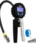 FlowPro 2.0 Digital Tire Inflator with Pressure Gauge 200 PSI ANSI Grade 1A Accuracy showing display and accessories.