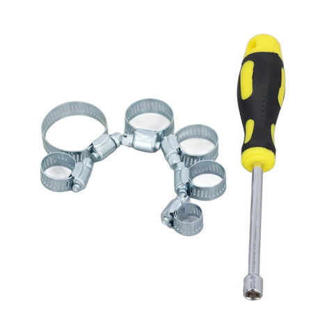 49 Piece Hose Clamp Kit 13 To 44mm Adjustable Clamps With 8mm Hex Driver For Fuel Lines, Radiator Hoses, Pipes And Tubes.