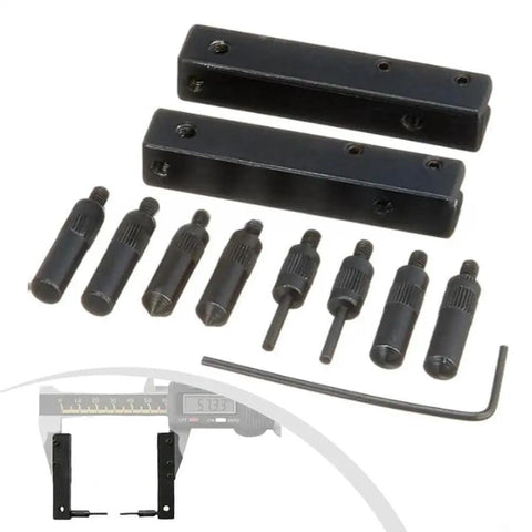 Kopinma Digital Caliper Accessories Set for Versatile Measurement Heads with 8 black measurement heads and clamps.