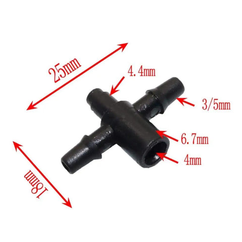 Barbed Hose Splitter Tee Connectors 3/5mm Kit 2000 Pieces For Garden Irrigation Sprinkler System Watering Accessories And Balcony Planting Plug And Play Diy Friendly Setup black plastic 3/5mm tee connector with 4mm and 6.7mm barbs