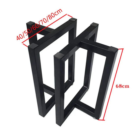 Professional Grade Heavy Duty Iron Table Legs With Tough Black Baked Finish, size options 40/50/60/70/80cm, height 68cm.