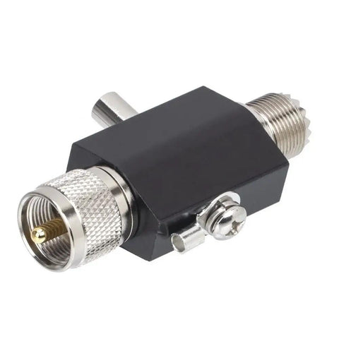 UHF Coaxial Beefed-Up Lightning Surge Arrester For Antennas 0-2500 MHz 50 Ohm Lightning Protector, PL259 Connectors, Black Metal