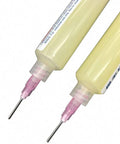 Syringe Solder Paste Flux Kit NC-559-ASM 10cc showing needle tip and syringe body for PCB BGA soldering rework.