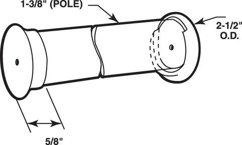 Diagram of Wooden Closet Pole Socket End Mount For 1 3/8 Inch Rods Hardwood Construction 2 Pack With Mounting Hardware