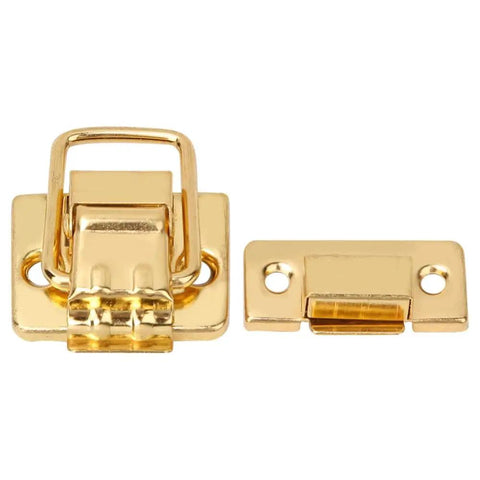 Old School Toggle Hasp Latches Set Gold Tone Metal Buckle Locks 28x40mm two components shown for DIY projects