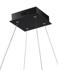 Bottom view of Black 15.75 Inch Modern Square Integrated LED Pendant Light Fixture hanging by wires
