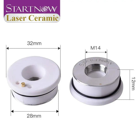 Pro Grade Ceramic Nozzle Holder Set For Laser Cutting Heads 28Mm And 32Mm Dia 12Mm Thick Mohs 9 Hardness Fits Precitec WXS