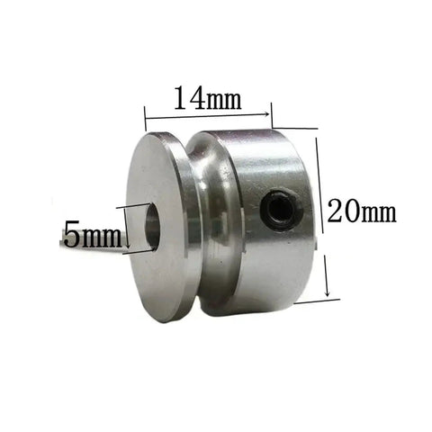 1Pcs Small Motor Drive Pulley 20 To 40mm Aluminum Single Groove Wheel For V Belt Power Transmission OD40x5mm side view with measurements