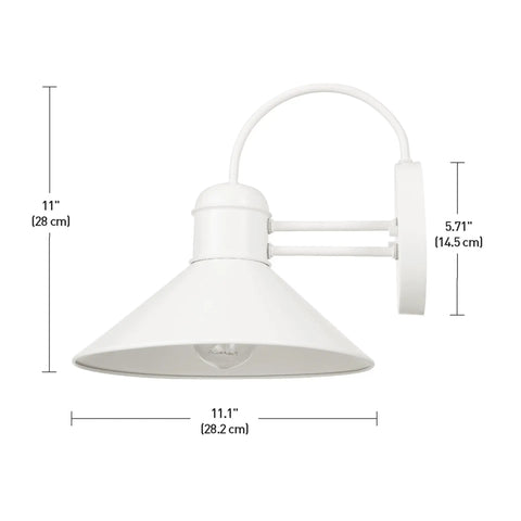 Side view of Novogratz X Globe Maxwell 11 Inch Outdoor Wall Sconce Matte White Weatherproof Modern Farmhouse Lighting