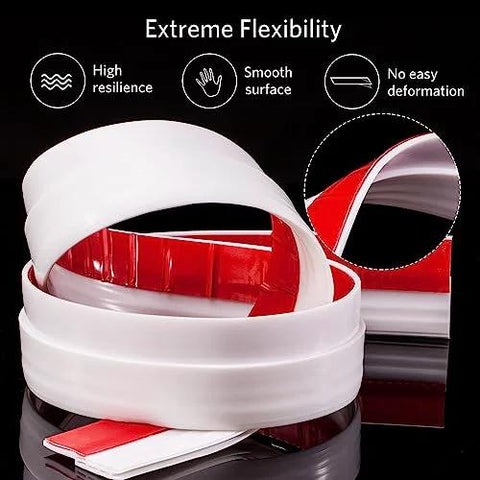 Front view of white door draft stopper under-door sweep with adhesive backing, 2 in x 39 in