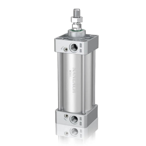Aluminum Alloy Pneumatic Air Cylinder 2 Inch Bore 4 Inch Stroke Double Acting with Screwed Piston Rod Beefy Thrust SC50X100 Port Size One Quarter Inch Max 145 PSI Air Driven