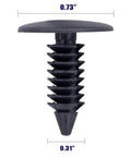 Universal Golf Cart Fastener Push Rivets Set 100 Piece Xmas Tree Clips showing one plastic rivet with dimensions