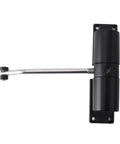 One Piece Surface Mounted Door Closer For Outdoor Use, Black Finish, Adjustable Spring Loaded Gate Closer, side view