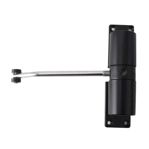 One Piece Surface Mounted Door Closer For Outdoor Use, Black Finish, Adjustable Spring Loaded Gate Closer, side view