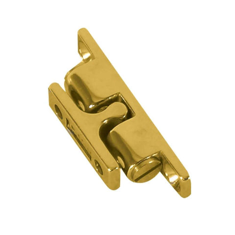 Brass Stud Catch for Doors Hatches and Panels, 1-15/16 in by 3/8 in, Interior and Light Marine Use, compact corrosion-resistant latch