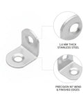 Heavy Duty Stainless Steel 90 Degree L Bracket For Furniture Reinforcement And Shelf Support 1.6mm Thick Silver Finish Right Angle Corner Brace