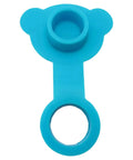 Silicone Bathtub Plug Stopper for Bath Tubs Blue in bear shape, featuring circular top and easy grip handle.