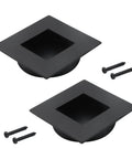 Matte Black 304 Stainless Steel Recessed Cabinet Handles Square Finger Pulls 2.4 X 2.4 Inches with screws, set of 2