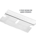 Close-up of Pro Grade High Carbon Steel Razor Blade with 2-piece design for added strength, Made in USA