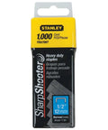 Pro Grade Half Inch Leg Staples For Staple Guns Bulk Pack One Thousand Count, heavy duty staples in packaging.