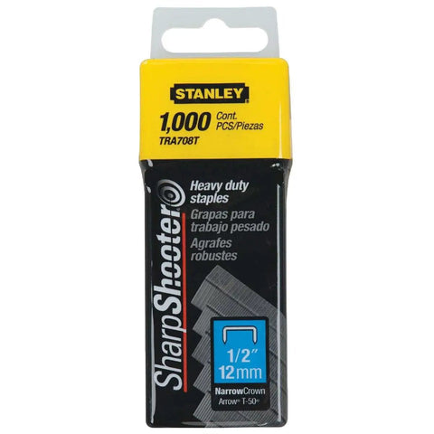 Pro Grade Half Inch Leg Staples For Staple Guns Bulk Pack One Thousand Count, heavy duty staples in packaging.