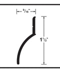 Cross-section diagram of vinyl insert for 36 Inch Aluminum Drip Cap For Doors, U Shaped Door Bottom With Vinyl Insert, showing dimensions
