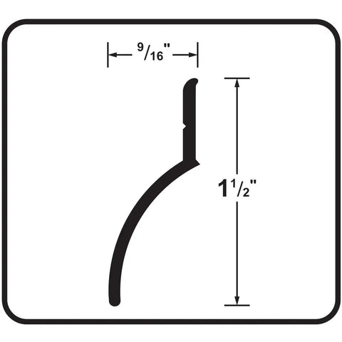 Cross-section diagram of vinyl insert for 36 Inch Aluminum Drip Cap For Doors, U Shaped Door Bottom With Vinyl Insert, showing dimensions