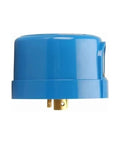 Side view of blue Heavy Duty Outdoor Twist Lock Light Sensor With Photocell for dusk to dawn lighting control, ideal for street lights.