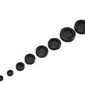 Various sizes of rubber grommets from the 170-Piece Rubber Grommets Kit With Divided Organizer For Auto, Plumbing and PC Builds.