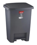 Step On Trash Can With Lid 8.25 Gallon Gray Quiet Close Easy Clean Wastebasket For Home Kitchen Bedroom Office Space Saving Foot Pedal Bin