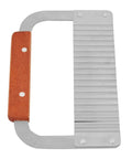 Front view of Chazcool crinkle cut knife with wooden handle and stainless steel wavy blade