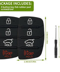 Hyundai 4 Button Key Fob Rubber Button Pad Replacement For Santa Fe Sport And Sonata 2013 2014 2015 2016 2017 2018 2019 Keyless Entry Remote Flip Car Key Fob Case Insert Pad 2 Pack Easy Fit with dimensions and screwdriver