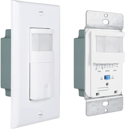 Motion Sensor Light Switch With Neutral Wire Required For Single Pole In Wall Occupancy Sensor And Wall Plate No Fuss Install Adjustable Timer Title 24 Compliant UL Certified White with dual mode and 180° range