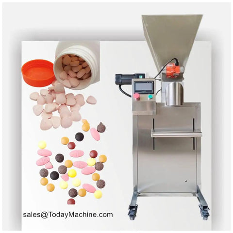 Heavy Duty Semi Automatic Powder Filling Machine With Precision Auger System For Spice And Milk Packaging features various colorful pills and a clean design.