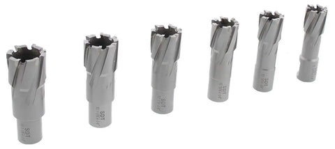 6 piece tungsten carbide annular cutter kit for Professional Heavy Duty Magnetic Drill Press With 13 Piece Tungsten Carbide Annular Cutter Kit, 2700 Lbs Holding Force, Knockout Metal Cutting Powerhouse, 1-3/4 Inch Cut Depth.