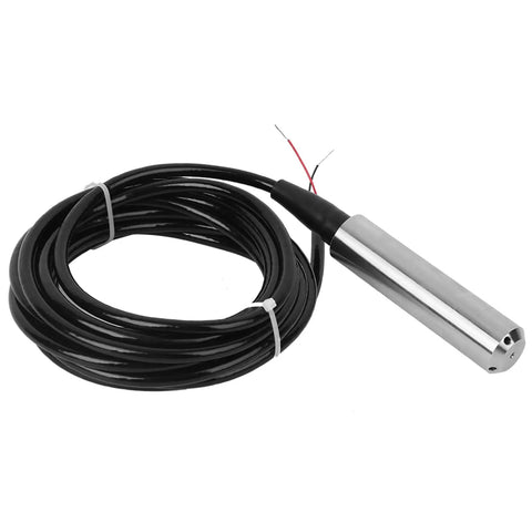 24 Volt DC Liquid Level Sensor With Four To Twenty Milliamp Output 0 To One Meter Range, stainless steel probe, wire coiled alongside.